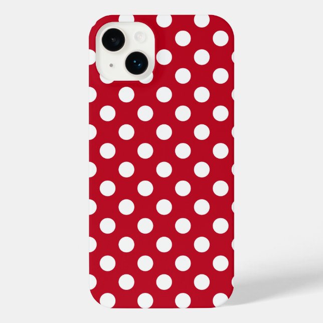 Funda Para iPhone Pos de polka blanca sobre rojo (Reverso )