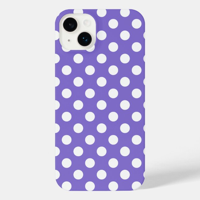 Funda Para iPhone Pos de polka blanco en periwinkle (Reverso )