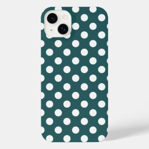 Funda Para iPhone 14 Plus Pos de polka blanco en verde azulado