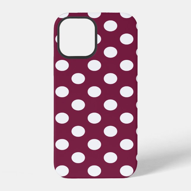 Funda Para iPhone Pos de polka blanco sobre burdeos (Reverso )