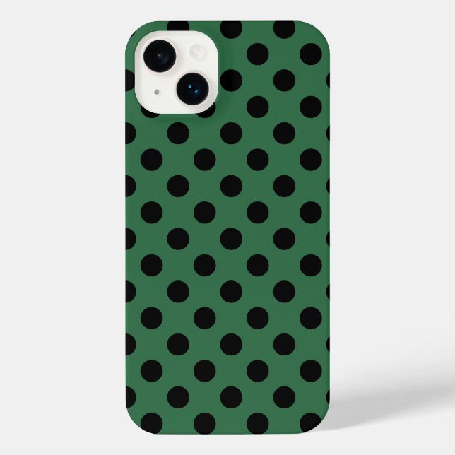 Funda Para iPhone Pos de polka negra en verde gelatina (Reverso )