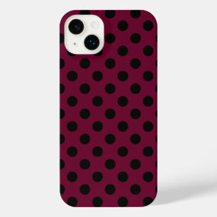 Funda Para iPhone 14 Plus Pos de polka negro en burdeos