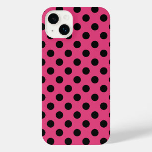 Funda Para iPhone 14 Plus Pos de polka negro en fucsia