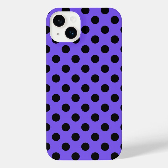 Funda Para iPhone Pos de polka negro en periwinkle (Reverso )