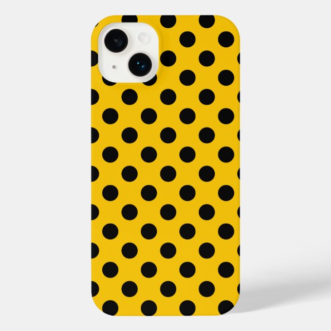 Funda Para iPhone Pos de polka negro sobre amarillo (Reverso )