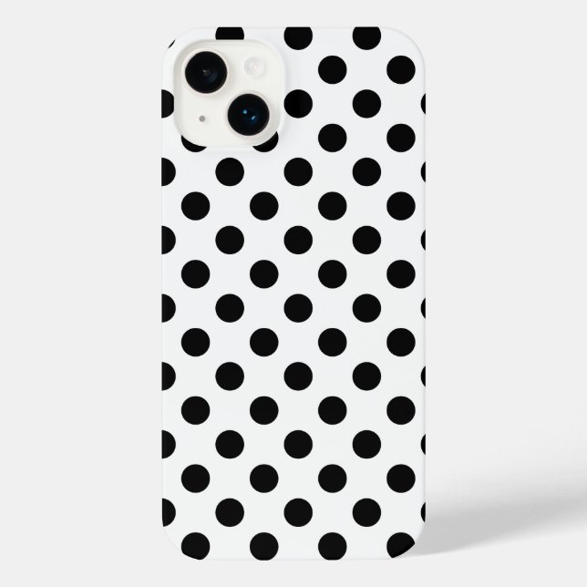 Funda Para iPhone Pos de polka negro sobre blanco (Reverso )