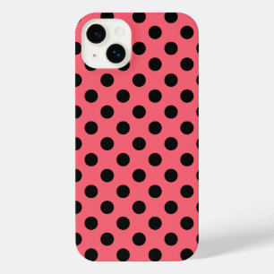 Funda Para iPhone 14 Plus Pos de polka negro sobre el coral
