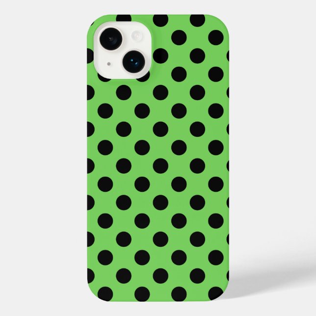 Funda Para iPhone Pos de polka negro sobre verde lima (Reverso )