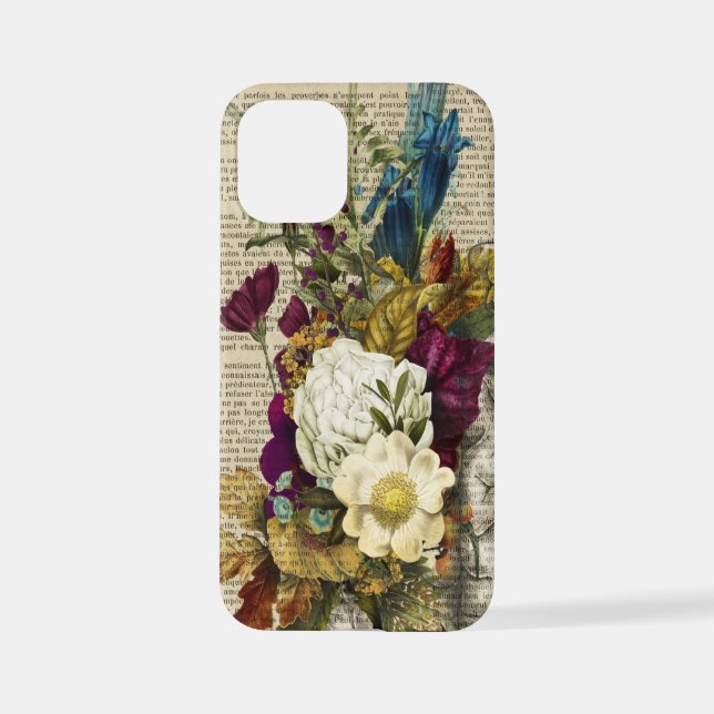 Funda Para iPhone poster de anatomía cerebral floral médica (Reverso )