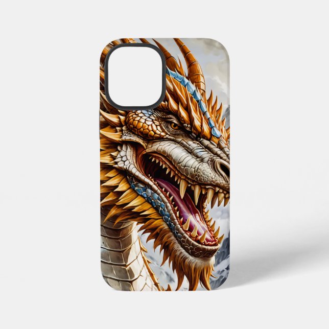 Funda Para iPhone Poster Dragón Realista Dorado (Reverso )