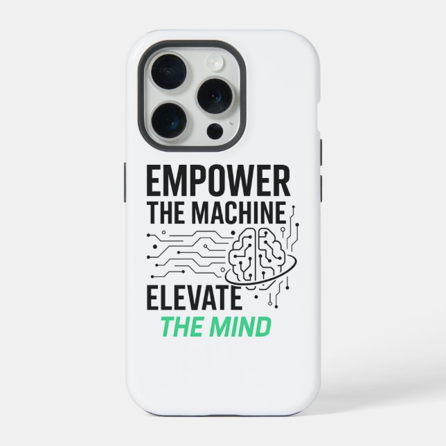 Funda Para iPhone Potencia la Máquina, Eleva la Mente Diseño de IA (Reverso )