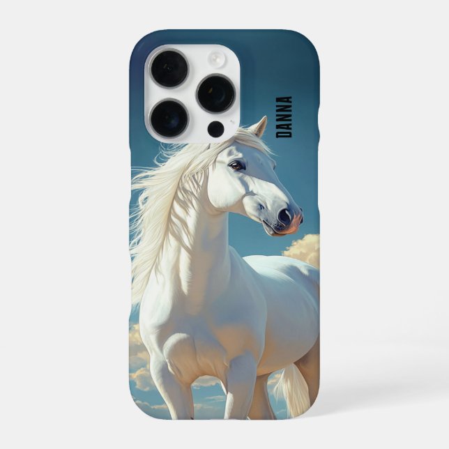 Funda Para iPhone Potro Blanco Nombre Personalizado (Reverso)