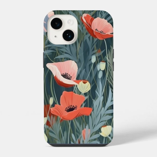 Funda Para iPhone Prado de amapolas rojas (Reverso )