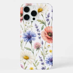 Funda Para iPhone 16 Pro Max Prado Floral de Flores Silvestres Acuarela