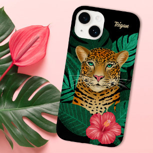 Funda Para iPhone 14 Precioso Arte Floral de Leopardo de la Jungla Ne