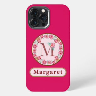 Funda Para iPhone 13 Pro Max Precioso Monograma M Floral