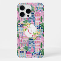 Precioso Paisaje Urbano Rosa | Monograma Floral In