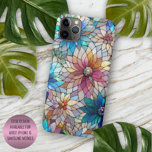 Funda Para iPhone 16 Pro Max Precioso patrón de arte floral de vidrio iridiscen
