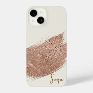 Funda Para iPhone 14 Premium Warm Ivory & Rose Gold Glitter Abstract Lu