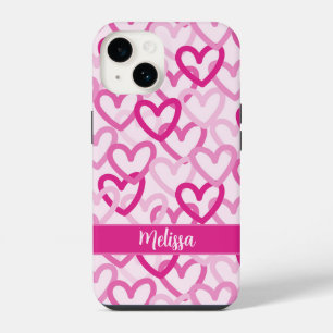 Funda Para iPhone 14 Preppy Hearts Pink