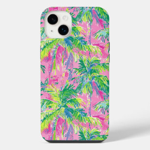 Funda Para iPhone 14 Plus Preppy Rosa Tropical