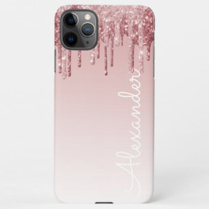 Funda Para iPhone 11Pro Max PRESUPUESTO Purpurina de goteo rosado personalizad