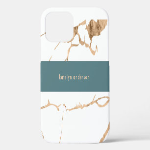 Funda Para iPhone 12 Profesional elegante de color blanco y dorado mode