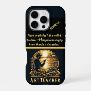 Funda Para iPhone 16 Pro Profesor de Arte Pintando una Puesta de Sol