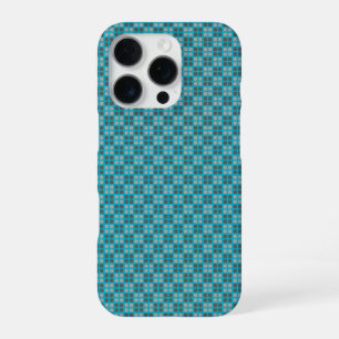 Funda Para iPhone 16 Pro Protector de iPhone Azul Micro Cuadriculado