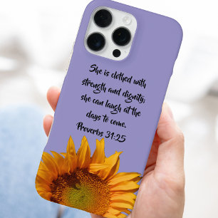 Funda Para iPhone 16 Pro Max Proverbios 31:25 Versículo Bíblico Personalizado G