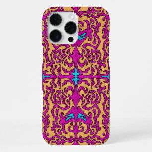 Funda Para iPhone 16 Pro Max Psicodelic Neon Pink Baroque FlouriPattern