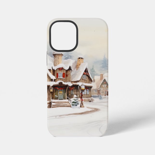 Funda Para iPhone Pueblo en un día de Navidad (Reverso )