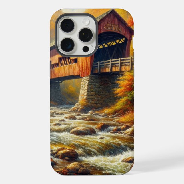 Funda Para iPhone puente clásico cubierto de otoño (Reverso )