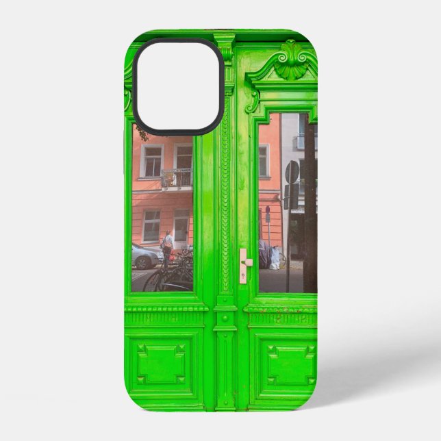 FUNDA PARA iPhone PUERTA DE VIDRIO DE MADERA VERDE (Reverso )