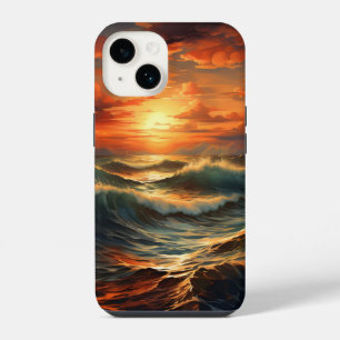 Funda Para iPhone 14 Puesta de sol dorada en la playa panorámica Respla