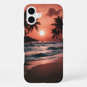 Funda Para iPhone 16 Plus Puesta de sol en la playa costera
