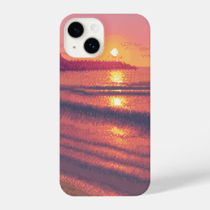 Funda Para iPhone 14 puesta de sol pixelada