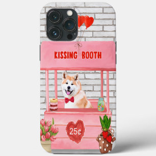 Funda Para iPhone 13 Pro Max Puesto de besos del perro Akita para el día de San