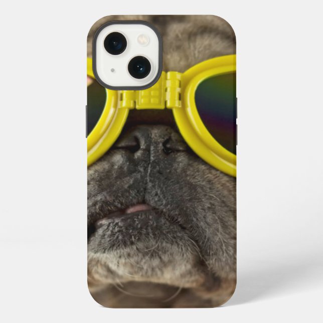 Funda Para iPhone Pug con gafas (Reverso )