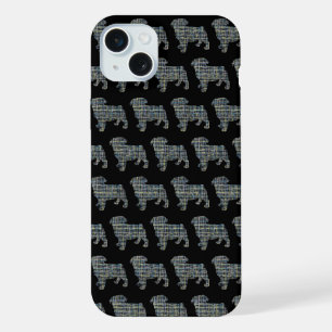 Pug Dog Cute Silhouette Grid Black