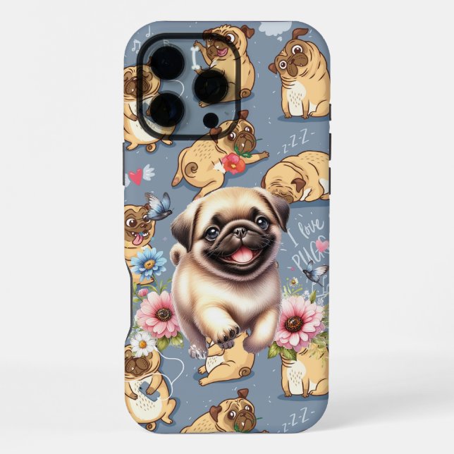 Funda Para iPhone Pugs Divertidos  (Reverso )