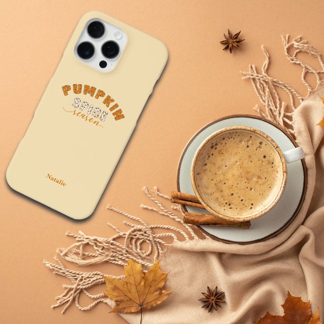 Funda Para iPhone Pumpkin Spice Vibes Personalize Name Phone Case (Subido por el creador)