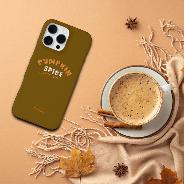 Funda Para iPhone Pumpkin Spice Vibes Personalize Name Phone Case (Subido por el creador)