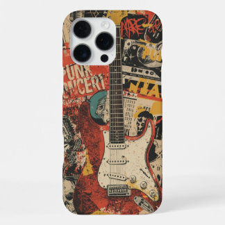 Funda Para iPhone 16 Pro Max Punk Rock Guitar Collage Music Art for Rock Fans