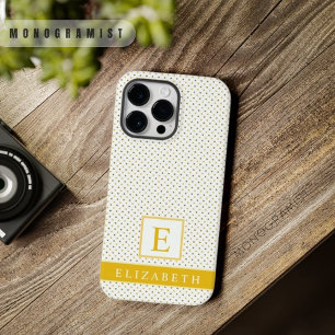 Funda Para iPhone 14 Pro Max Punto de Polka Blanco Amarillo del azafrán profund