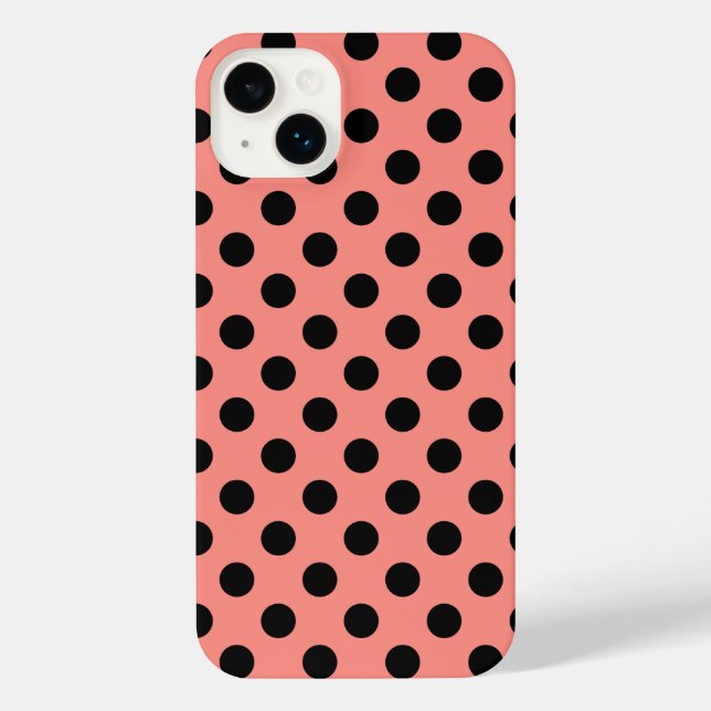Funda Para iPhone Punto de polka negro sobre melocotón (Reverso )
