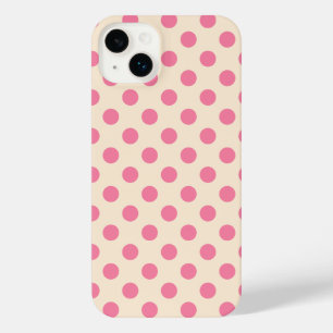 Funda Para iPhone 14 Plus Punto de polka rosa sobre crema