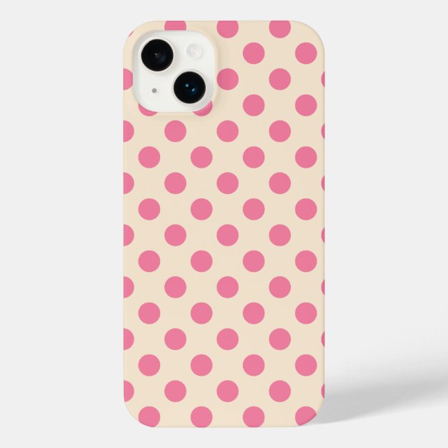 Funda Para iPhone Punto de polka rosa sobre crema (Reverso )