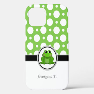 Funda Para iPhone 12 Punto de Polka verde y blanco escarpado
