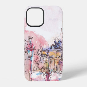 Funda Para iPhone 12 Punto de referencia de París con acuarela en un dí